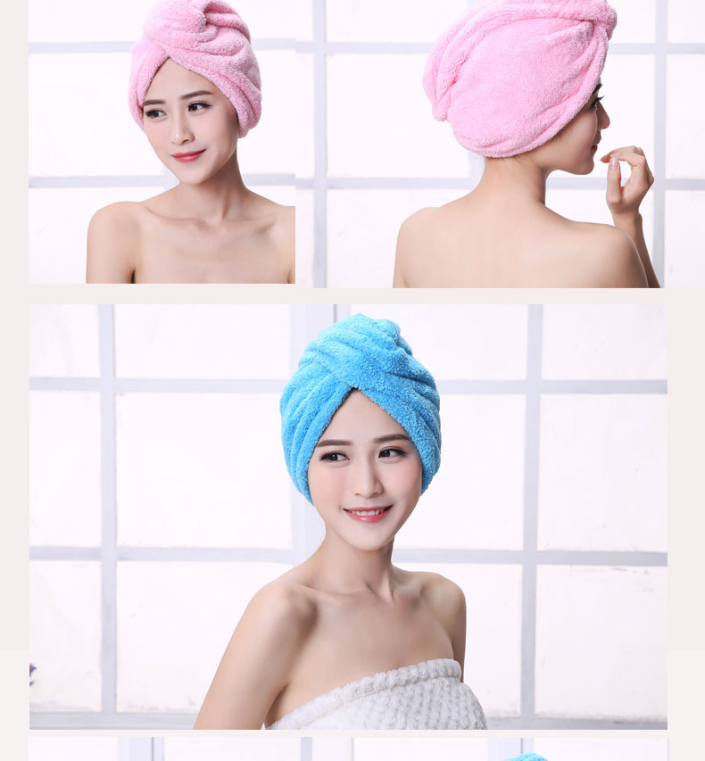 Microfiber Quick Drying Turban Super Absorbent Women Hair Wrap with Button Thicken Head Wrap Fast drying hair towel