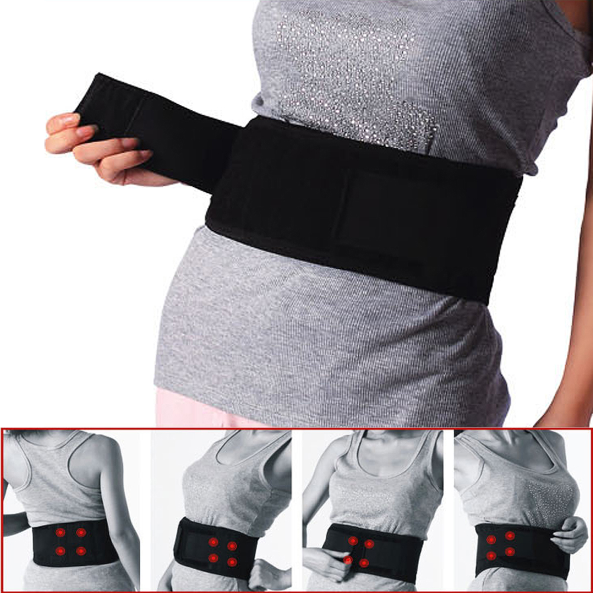 Portable Adjustable Elastic Infrared Self-heating Lower Pain Massage Magnetic Therapy Back Waist Support Lumbar Brace Belt