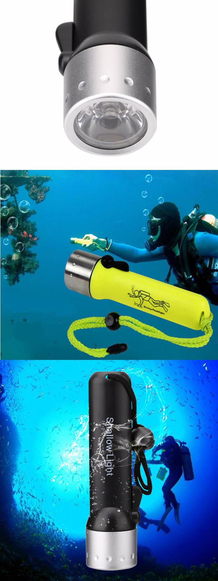 Professional Waterproof ABS LED Diving Flashlight 4*AA 800lm Q5 Diving Torch lantern Underwater Lights LED Submarine Light