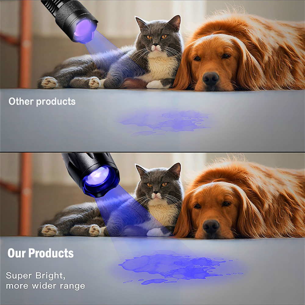 395nm Ultraviolet Pet Urine Stains Hunting Scorpions Bed detector Torch Marker Checker Zoomable LED Blacklight uv flashlight