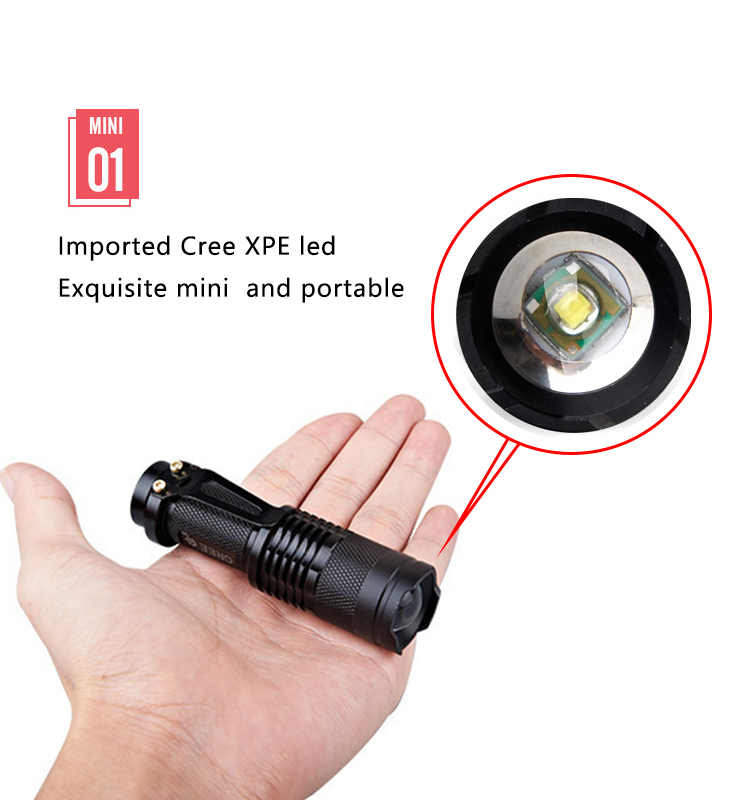 350 lumen super bright led tiny flash light 14500 battery adjustable dimming flashlight