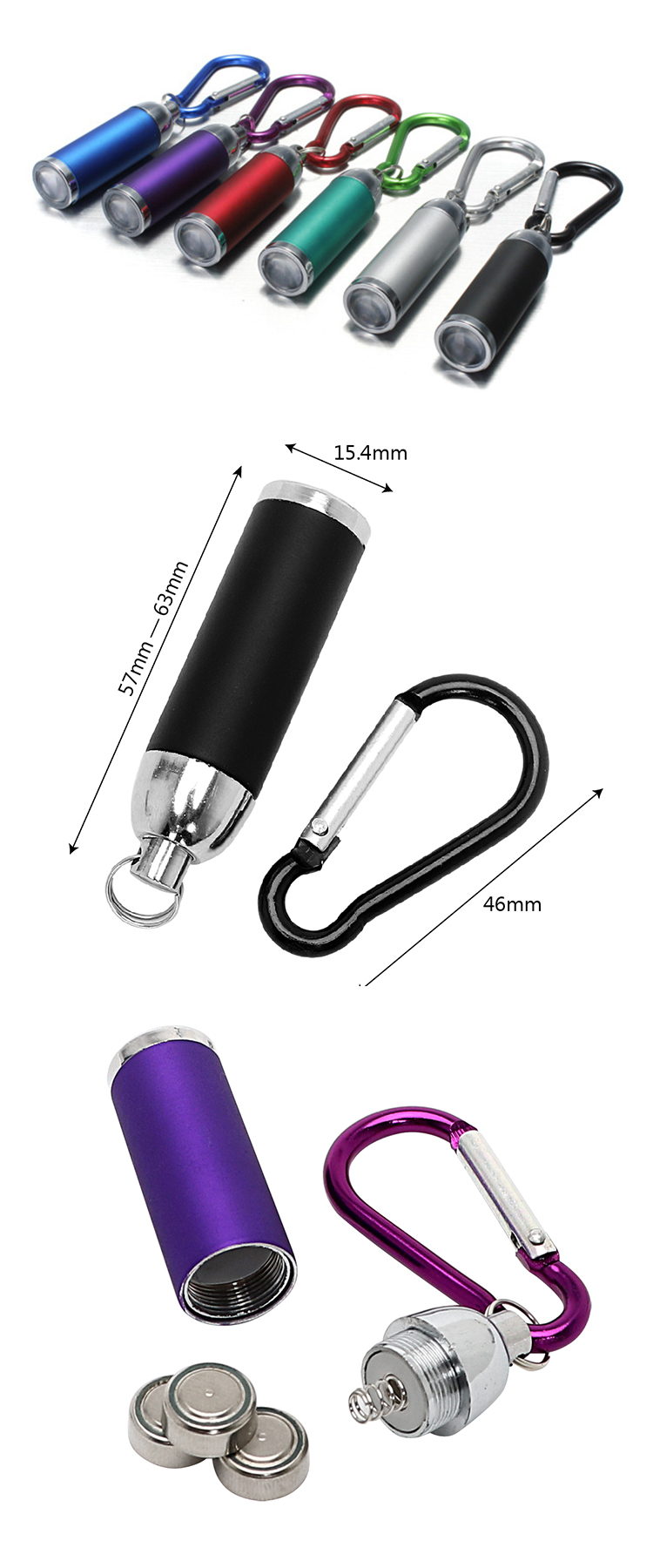 Mini LED Keyring Light Key Chain Portable pocket Lamp Waterproof Backpack emergency Telescopic zoom zaklamp Keychain Flashlight