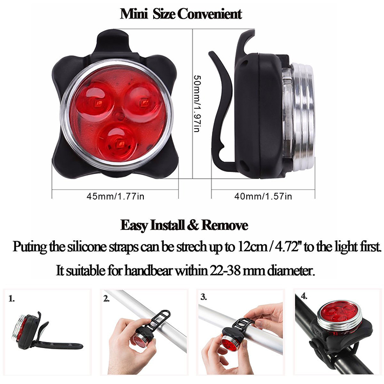 super bright waterproof bicycle front head Flashlight rechargeable safety warning Taillight Rear lamp USB Bike Light Set for mtb