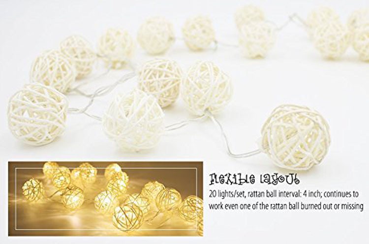 2.2M 20 Lamp 3cm Color Rattan Ball Battery Box Led String Lights New Year Christmas Decor Christmas Ornaments for Home