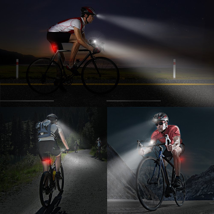 Mountain Road Bicycle Front Rear Lamp Kit de luz de bicicleta Bike frame head lights taillight usb rechargeable bike light set