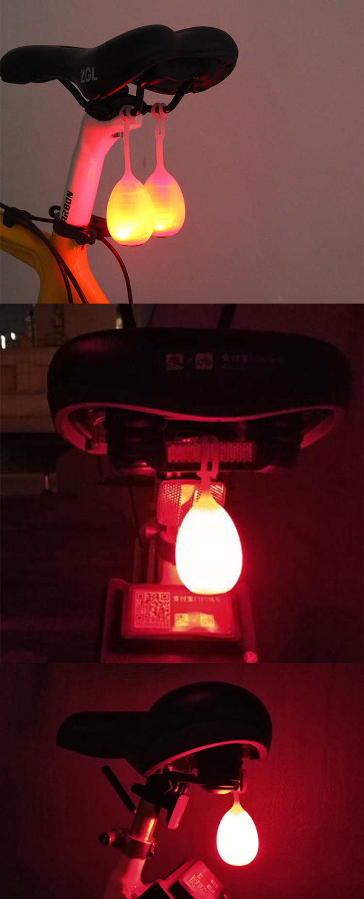 Cycling Balls Tail Lights Creative Bike Lamp Night Rear Seat Egg Lamp Warning Silicone Bicycle Light luz de huevo para bicicleta