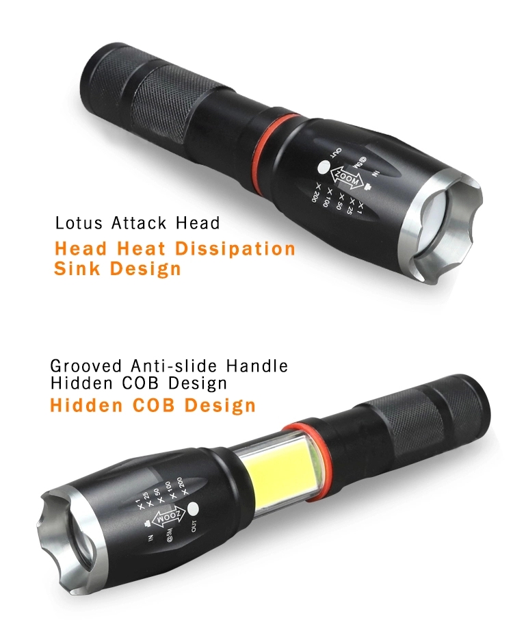 1000 lumen Tactical rechargeable led torch set Portable Super Durable COB work light strong magnetic base COB flashlights