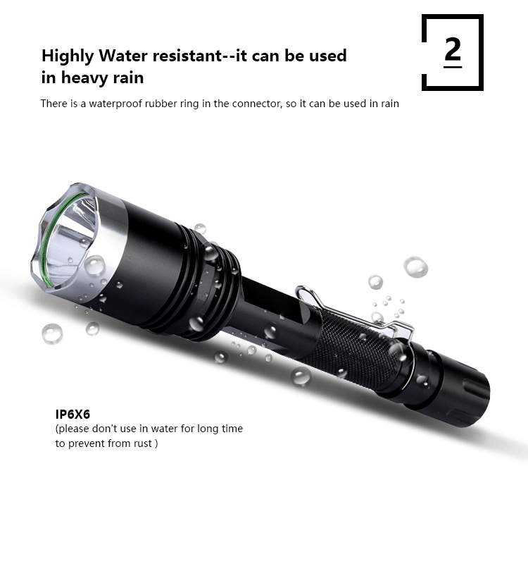 1000 Lumen el feneri T6 Aluminum searchlight led torch Waterproof 18650 rechargeable camping long shot Fixed focus flashlight