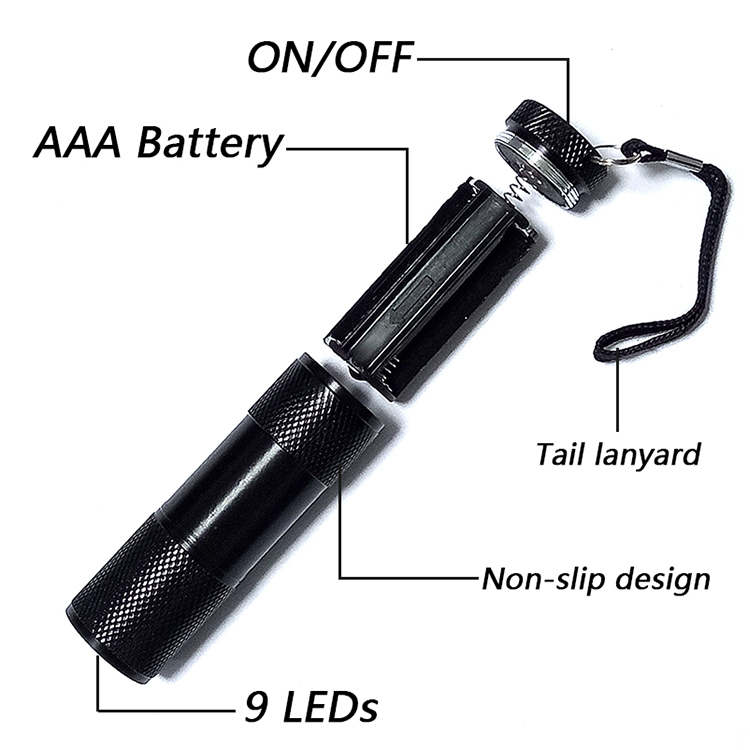 Amber detector Light Pet Urine Detector Ultra Violet Torch High powered 9 LED 395NM Handheld Portable blacklight uv flashlight
