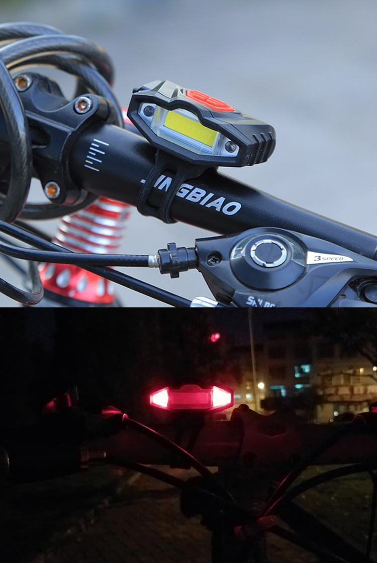 Bicikla Kapa Lumo Akvorezista USB Ŝargebla Sekureca Averto Bicikla Antaŭa Lampo