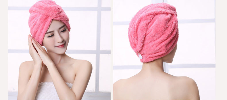 Microfiber Quick Drying Turban Super Absorbent Women Hair Wrap with Button Thicken Head Wrap Fast drying hair towel